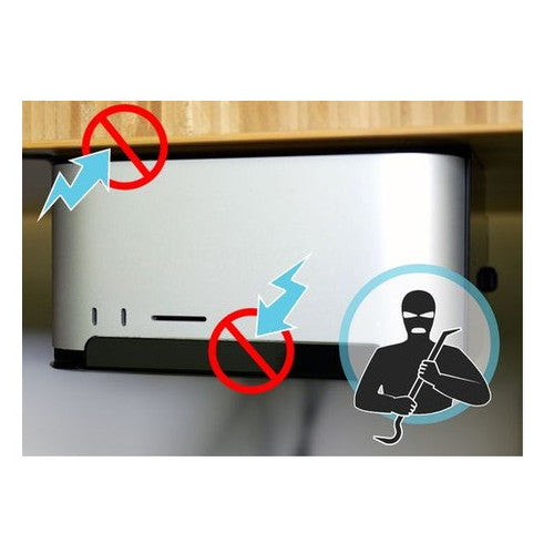 Sonnet MacCuff Studio Steel Bracket to Mount and Secure a Mac Studio Computer Under a Desk or to a Wall Sonnet MacCuff Studio Steel Bracket to Mount and Secure a Mac Studio Computer Under a Desk or to a Wall